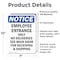 Signmission Employee Entrance Only No Deliveries OSHA Notice Sign, Vinyl Decal, 7in W x 10in L, 2PK OS-2PACK-NS-D-710-V-11946 - alternate 2